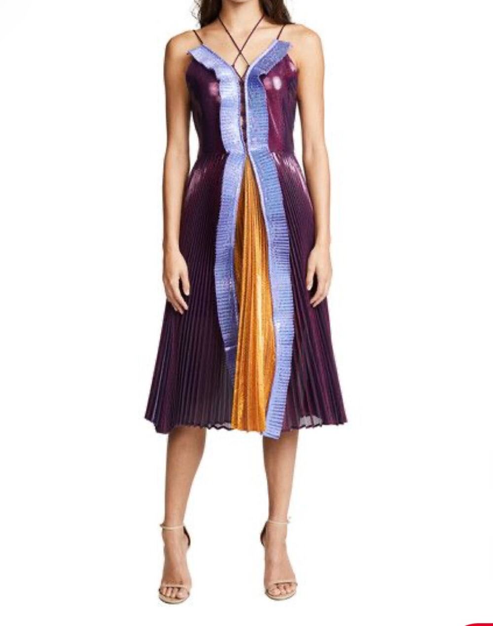 Delfi Collective Metallic purple block color Lace Up Dress medium made in USA